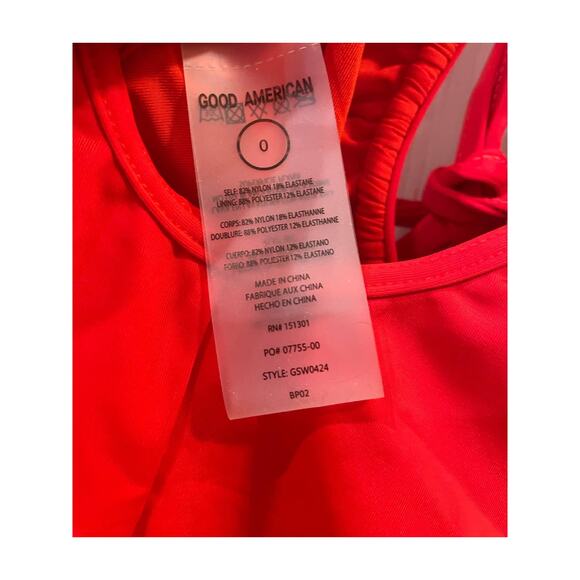 Good American XS Leilani One Piece Bathing Suit Plunge Open Back Strap Red NWT - Picture 5 of 7